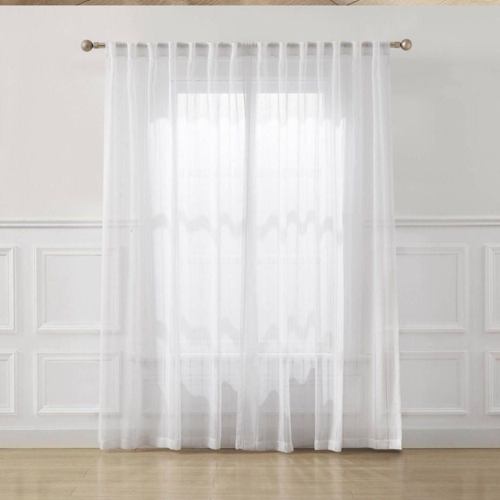 Today only NWT Lush Decor White  Sheer Lace Curtain stripe 1 pair. No offers